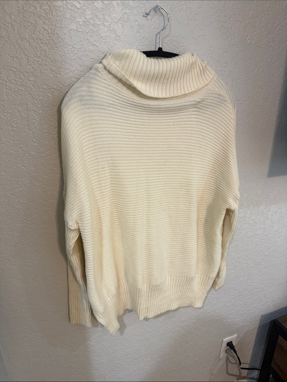 Amazon Cream Ribbed Turtleneck Sweater